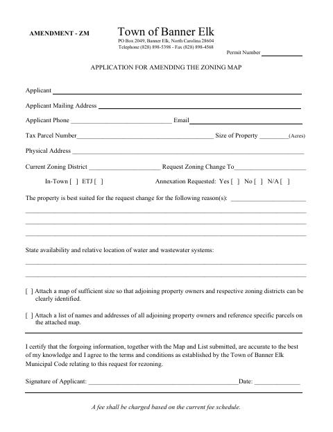 First page of the Application for Amending the Zoning Map