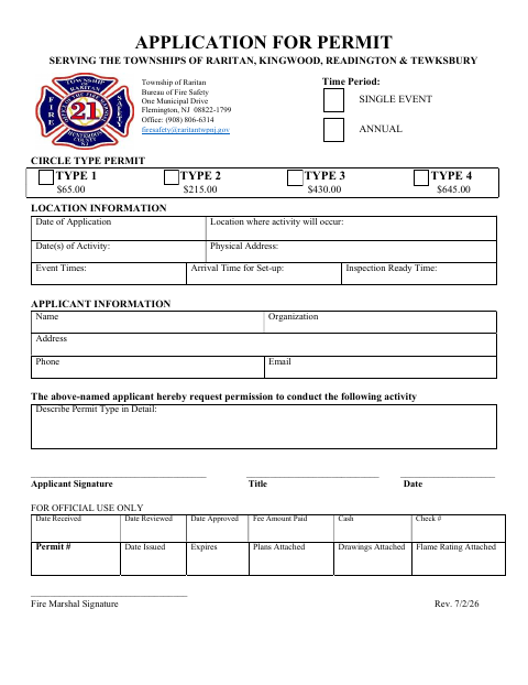 First page of the Application for Permit