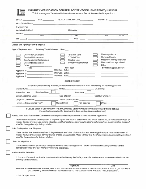 First page of the Chimney Verification