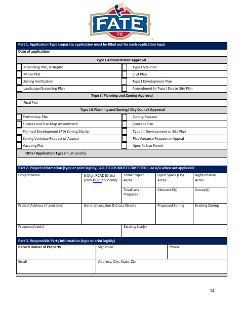 First page of the Development Application