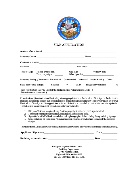 First page of the Sign Application