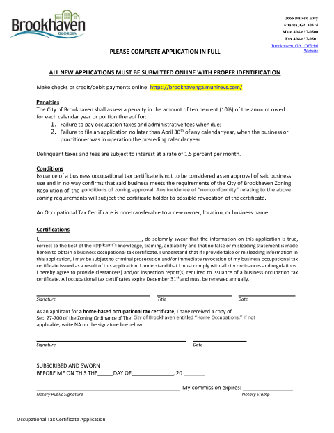 First page of the Penalties, Conditions, and Certification Form