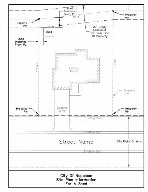 First page of the Shed Site Plan