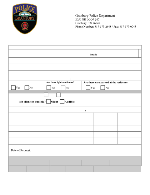 First page of the Close Patrol Request Form