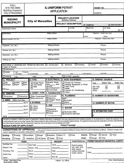 First page of the Building Permit Application