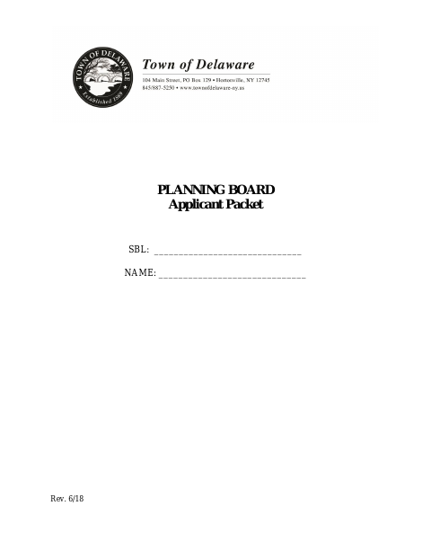 First page of the Application to Planning Board