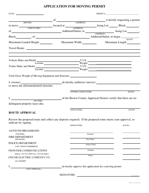 First page of the Moving Permit and Demolition or Work Agreement Permit