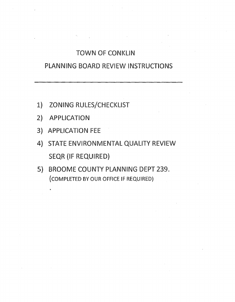 First page of the Planning Board Site Plan Review Application