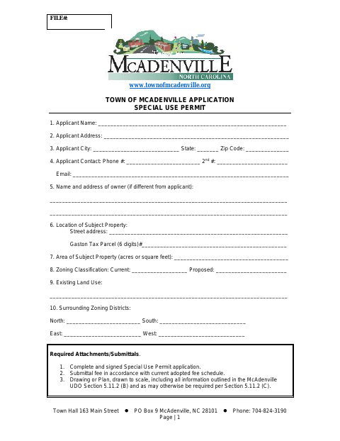 First page of the Special Use Permit Application