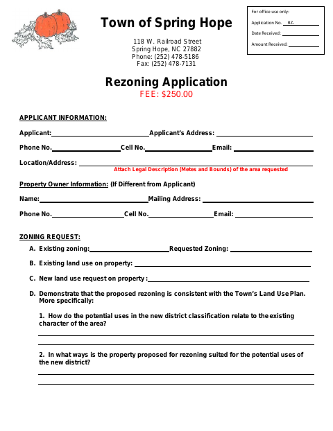First page of the Rezoning Application