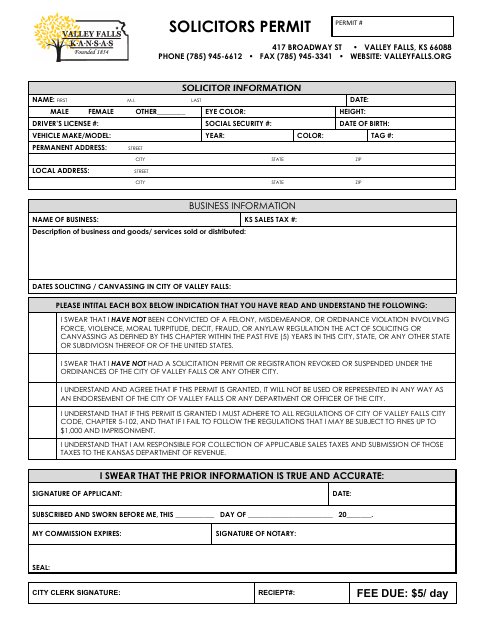 First page of the Solicitors Permit