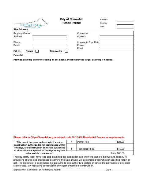 First page of the Fence Permit Application