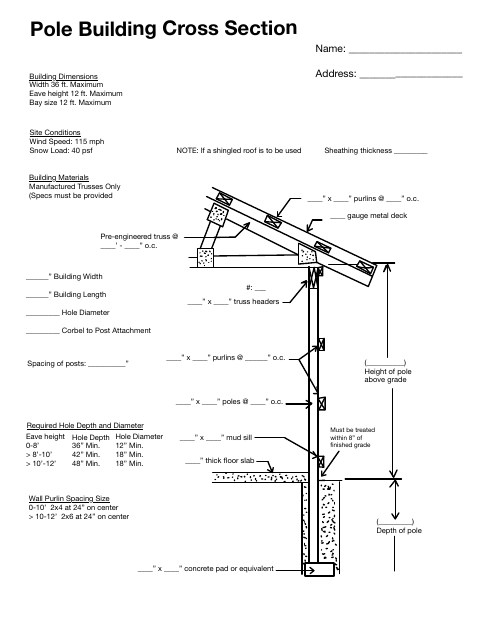 First page of the Pole Building Cross Section