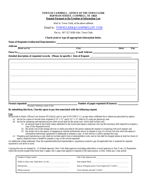 First page of the FOIL Request Form