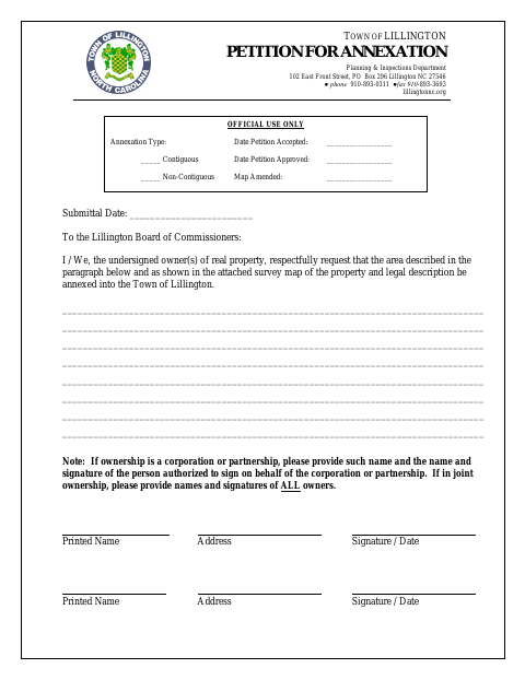 First page of the Petition for Annexation