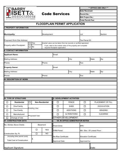First page of the Floodplain Permit Application
