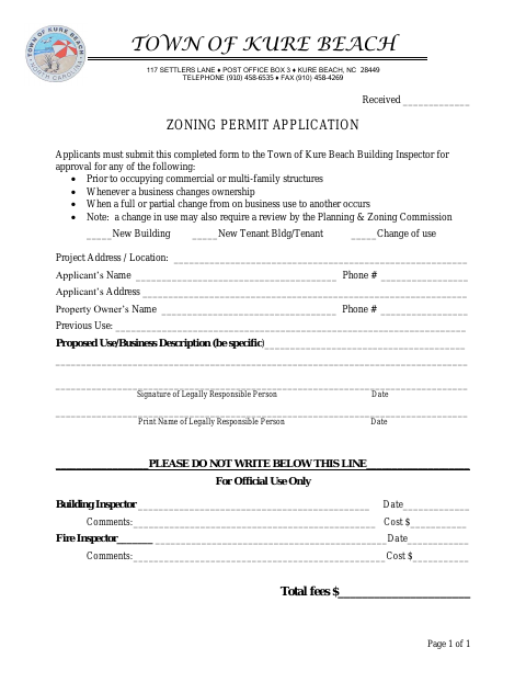 First page of the Zoning Permit Application