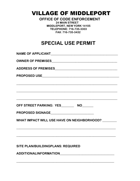 First page of the Special Use Permit