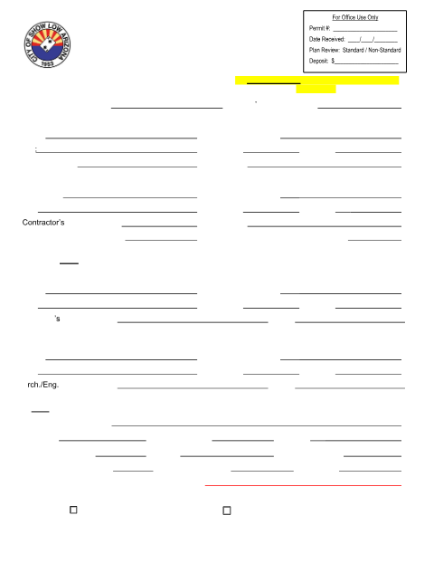 First page of the Commercial Building Permit Application