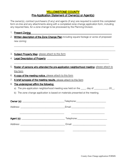 First page of the County Zone Change Application