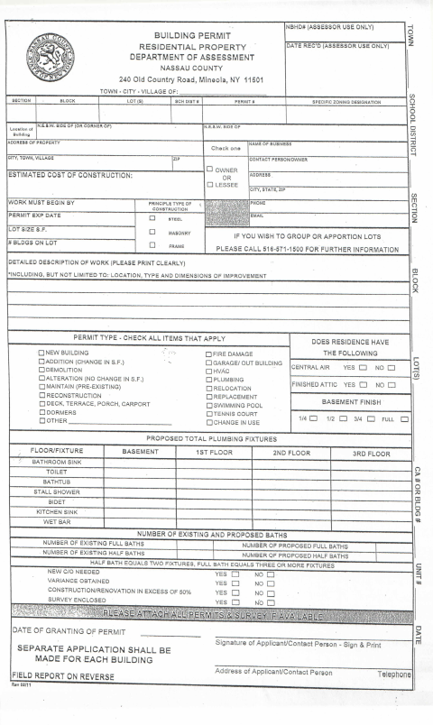 First page of the Assessment Form