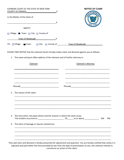 First page of the Notice of Claim