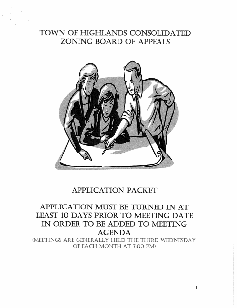 First page of the Zoning Board of Appeals Application
