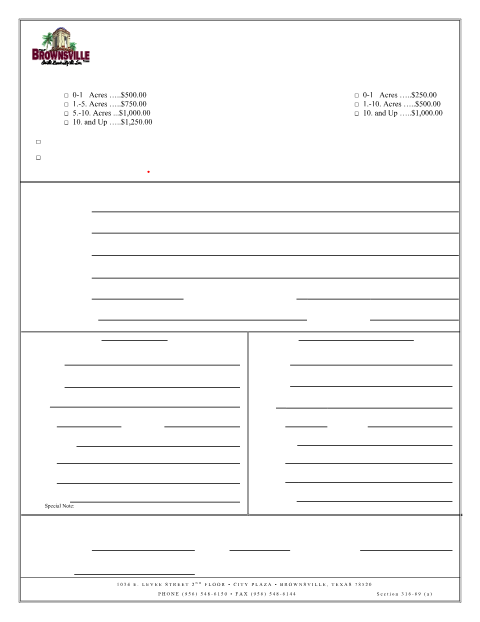 First page of the Specific Use Permit Application