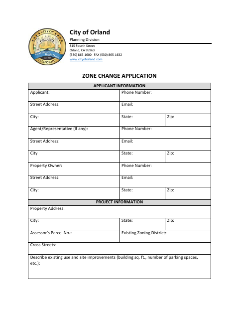 First page of the Zone Change Application