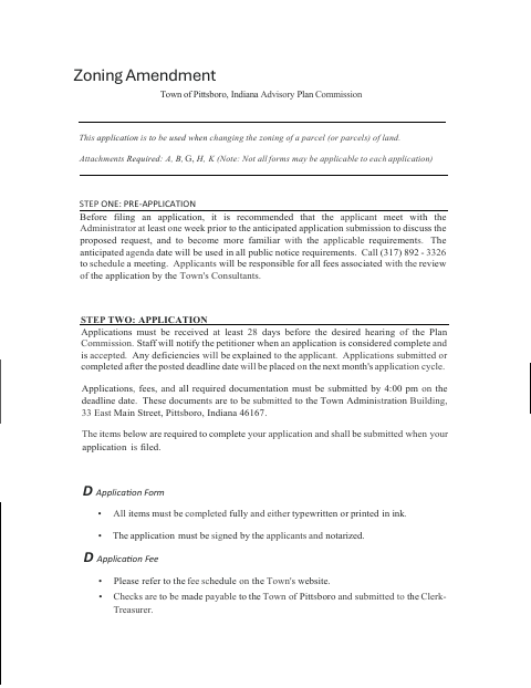 First page of the Zoning Amendment Application