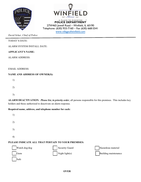 First page of the Alarm Application