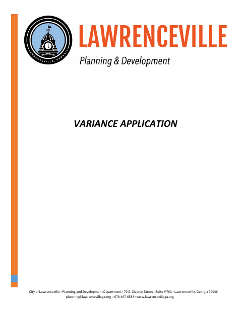 First page of the Variance Application
