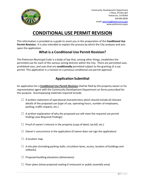 First page of the Conditional Use Permit Revision