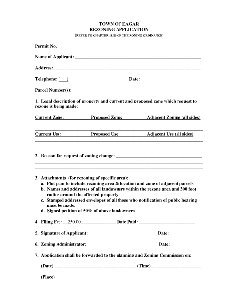 First page of the Rezoning Application