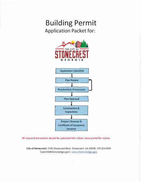 First page of the Building Permit Application Packet