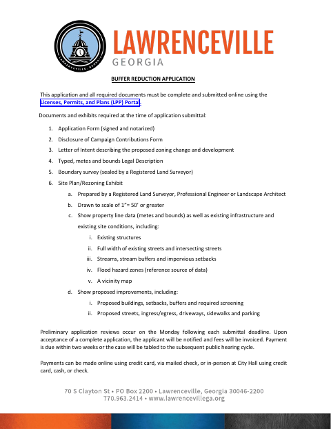 First page of the Buffer Reduction Application