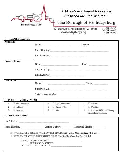 First page of the Building Zoning Permit Application 2026