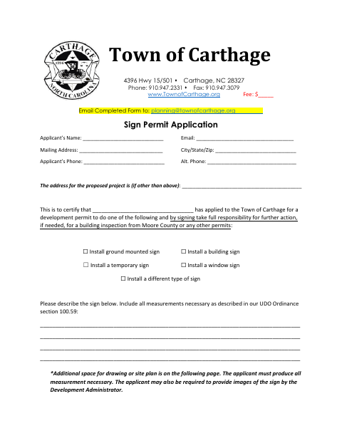First page of the Sign Permit Application