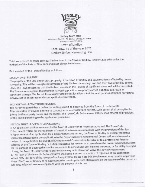 First page of the Timber Harvest Permit Application