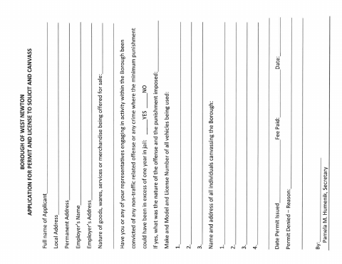 First page of the Solicitation Permit Application