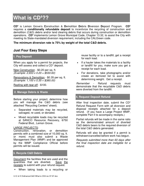 First page of the CD 4 Refund Request Form