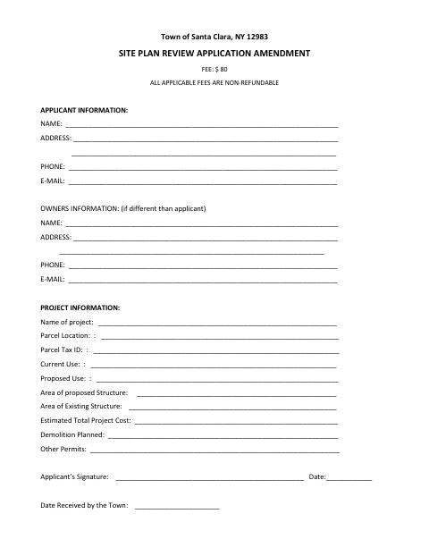 First page of the Site Plan Review Application Amendment
