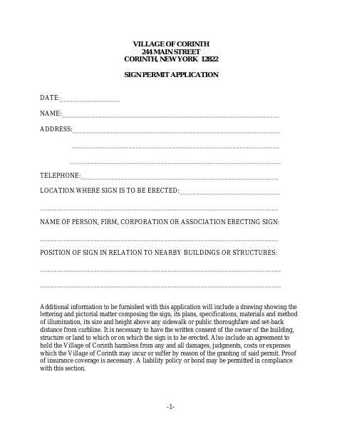 First page of the Sign Permit Application