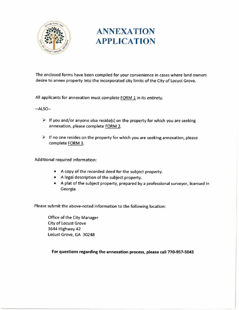 First page of the Annexation Application