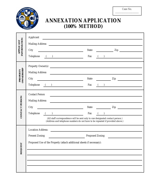First page of the Annexation Application (100% Method)