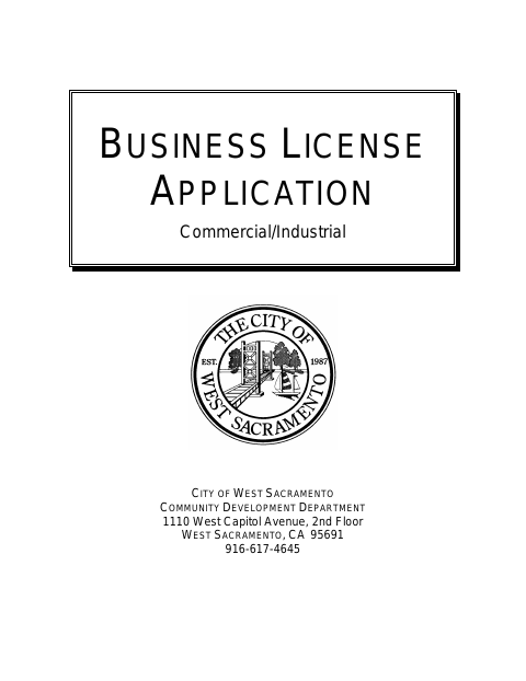 First page of the Commercial Business License Application