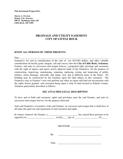 First page of the Drainage and Utility Easement