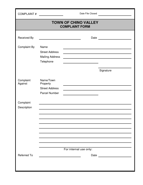 First page of the Complaint Form