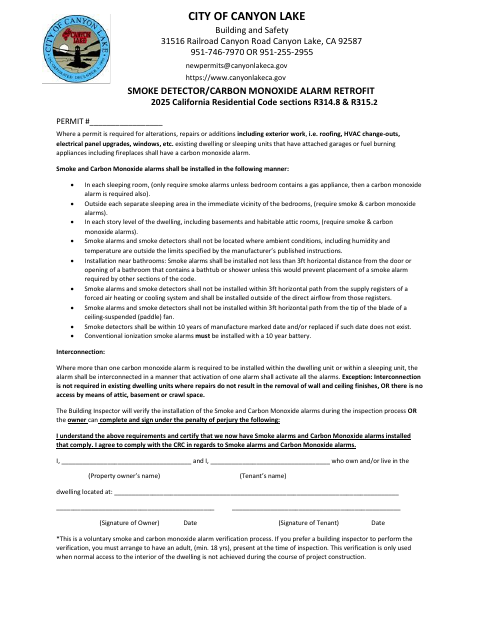 First page of the Smoke Detector/Carbon Monoxide Alarm Retrofit 2025