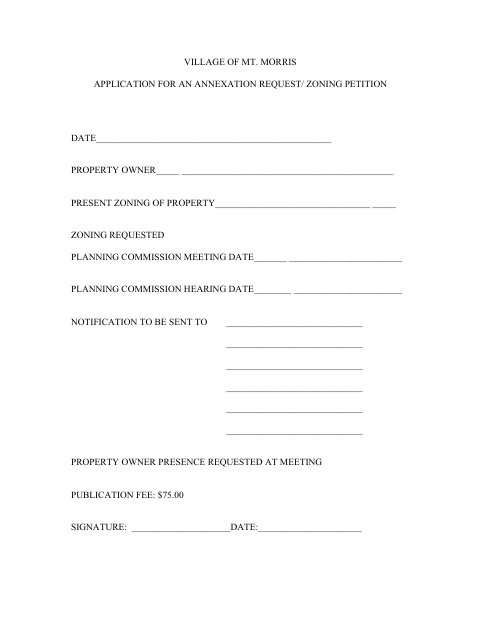First page of the Annexation Request / Zoning Petition Application